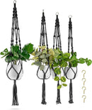 Sorbus Macrame Plant Hanger (4 Pack) Indoor Outdoor Hanging Plant Pots Cotton Rope, Elegant for Home, Patio, Garden (Black) by GreenHaven Gardens