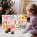 Personalize Name Puzzle for Toddler with Animal, Baby Gift for Girl and Boy 0 1 2 3 Year Old, Personalized Puzzle for Kid, 1 Year Old Kid Gifts, Customized Baby Gift, Educational Name Toy by TinyTreasures Baby Boutique