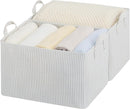 StorageWorks Storage Bins, Fabric Storage Bins for Shelves, Large Storage Baskets with Metal Frame, Closet Baskets and Bins with Handles, Gray and White Stripes, 2-Pack by TinyTreasures Baby Boutique