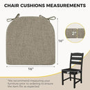 downluxe Indoor Chair Cushions for Dining Chairs, Soft and Comfortable Textured Foam Kitchen Chair Pads with Ties and Non-Slip Backing, 16" x 16" x 2", Khaki, 6 Pack by CozyNest Decor