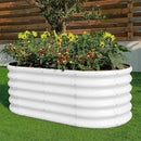 Land Guard 18“ Tall 4×2ft Galvanized Raised Garden Bed Kit, Galvanized Planter Garden Boxes Outdoor, Oval Large Metal Raised Garden Bed for Vegetables……… (Pearl White, 4×2×1.5ft) by GreenHaven Gardens