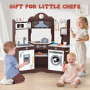 ANPABO Play Kitchen for Kids, Wooden Kitchen Playset w/Real Lights & Sounds, Coffee & Ice Maker, Microwave, Stove, 30Pcs Accessories Include Play Food, Pretend Play Set for Boys & Girls, Espresso by TinyTreasures Baby Boutique