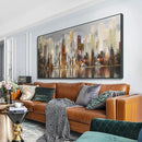Mofutinpo Large Black Framed Cityscape New York abstract wall art Brown City Theme Paintings Modern Canvas office wall decor living room modern artwork Size 30x60 by CozyNest Decor