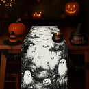 GPGHE Halloween Table Runner Black Ghost Holiday Burlap Table Decoration Indoor Outdoor Home Decor Party Supply 13 x 72 Inch by CozyNest Decor