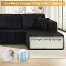 HYJT-H&K Modular Sectional Sofa Cloud Secttional Couch, 132" Comfy U Shaped Couches for Living Room, Deep Seat Memory Foam Fluffy Plush Corduroy Boneless Couch Sectionals with Chaise, Black by CozyNest Decor