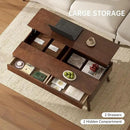 100% Solid Wood Lift Top Coffee Table for Living Room, Mid Century Modern Tables with Drawers and Large Storage, Oak Wood Coffee Tables for Small Spaces (Oak Walnut Color, 47.24"W x 23.62"D x 25.59"H) by CozyNest Decor