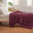 WESHIONGOO Chunky Knit Blanket Throw 50"×60" Knitted Throw Blankets for Couch Bed Fluffy Soft Blanket with Jumbo Chenille Yarn Thick 100% Handmade(Burgundy Red) by CozyNest Decor