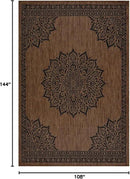 CAMILSON Outdoor Rug, 9x12 Medallion Nut Brown Black Modern Area Rugs for Large Indoor and Outdoor Patios, Kitchen and Hallway Mats, Washable Porch Deck Outside Carpet (Nut Brown Black, 9 x 12) by CozyNest Decor