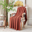Longhui bedding Chunky Cable Knit Throw Blanket Lightweight Rust 100% Organic Cotton Blanket for Sofa Couch Bed Baby Nursery, Rustic Shabby Chic Modern Farmhouse, 60” x 80” Give Laundering Bag by CozyNest Decor