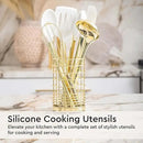 White and Gold Kitchen Utensils Set - 23-Piece Gold Kitchen Accessories Include Measuring Cups and Spoons Set, Silicone Utensils, and Utensil Holder for Baking, Cooking, and Stylish Kitchen Decor by CozyNest Decor