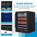 Newair 24" Beverage Refrigerator 177 Can Capacity, Black Stainless Steel Mini Fridge with Built-in Cooler and Glass Door, Cool your Soda, Beer, and Beverages to 37F by CozyNest Decor