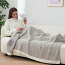 Amélie Home Chenille Waffle Throw Blanket for Couch, Reversible Pineapple Stitch Knit Soft Cozy Knit Blanket Lightweight Warm Decorative Throw for Sofa, Bed, Living Room, 50"x60", Grey&Ivory by CozyNest Decor