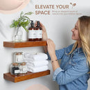 Homeforia 12 inch Oak Floating Shelf, High End Solid Real Wood 12inch Small Floating Shelves for Wall Mounted, Honey Oak Wooden 12in Floating Shelves, Heavy Duty Bracket, 12 X 6.5 X 1.75 in, Set of 3 by CozyNest Decor