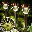Solar Pathway Lights Outdoor Waterproof, 6 Pack Solar Outdoor Lights Bright Up to 12 Hrs, Garden Light LED Landscape Lighting Copper Stainless Steel Walkway Light, Warm White by GreenHaven Gardens
