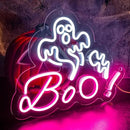 HRGXYUN Halloween Dimmable Ghost Neon Sign, Pink Boo Neon light for Wall Decor,Custom Neon Sign for Bar Club Ghost Room Decoration,5V USB Power 11.8 * 9.85in by CozyNest Decor