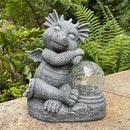 Garden Dragon Figurine Solar Powered Outdoor Cute Dragon with Hold Glowing Glass Ball Resin Sculpture for Porch Patio Lawn Farm Yard Home Decoration Gift for Women Housewarming by CozyNest Decor