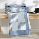 Amélie Home Chenille Knit Throw Blanket for Couch, Checkered Texture Decorative Soft Blanket for Sofa, Bed & Living Room, 50"x60", Blue & White by CozyNest Decor