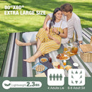 Picnic Blankets Outdoor Extra Large - 80"x80" Portable Waterproof Picnic Blanket, Machine Washable 3-Layer Foldable Picnic Mat with Sandproof Backing for Grass, Park, Hiking, Concerts (GreenStrip) by TinyTreasures Baby Boutique