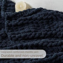 Chunky Knit Blanket Throw, 100% Hand Knit Throw Blanket Handmade Chenille Cable Knit Throw for Couch, Stylish Cozy Soft Rope Knot Crochet Blanket for Home Decor, Navy Blue, 50x60 Inches by CozyNest Decor