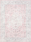 LIVEBOX Pink 9x12 Area Rug for Bedroom Girls, Boho Washable Rugs for Living Room Nursery, Non-Slip Indoor Soft Carpet Low-Pile Farmhouse Carpets for Dining Room Kids Playroom, Pink by TinyTreasures Baby Boutique