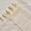 Sutuo Home Boho Sheer Curtain Valance Crochet Lace with Bohemian Hollow Knitted Handmade Tassels, Short Rustic Window Treatment for Kitchen Cafe, Rod Pocket, 1 Panel 59" W x 24" L,Beige by CozyNest Decor