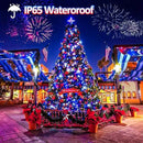 EEW 2pk Red White and Blue Solar String Lights Outdoor Waterproof, Solar Powered LED Patriotic Lights 200 LED, Solar Tree Lights for Independence Day Decor 4th of July Memorial Day Decorations by GreenHaven Gardens