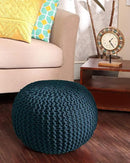 REDEARTH Round Pouf Bean Bag Ottoman - Foot Stool Hand Knitted - Home Decor Pouffe Stuffed - Cable Boho Poof Beanbag Footrest for Living Room - Nursery - Bedroom - Patio (19.5"x19.5"x14") - Teal by CozyNest Decor
