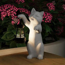 Solar Powered Garden Resin Statue Lights, 10 Inch Waterproof Outdoor Animal Cute Cat Figurine Lights, Suitable for Patios, Balconies, Lawns, Courtyards, Etc (Hand) by GreenHaven Gardens