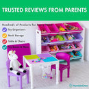 Humble Crew Supersized Toy Storage Organizer with 16 Removable Bins, White/Blue/Pink/Purple – Large Toy Storage for Toddlers Ideal for Kids' Rooms, Playrooms, and Nurseries - Modern Toy Bins for Kids by TinyTreasures Baby Boutique
