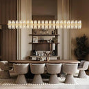 Crystal Brass Rectangular Chandelier Light Fixture,72 in Dining Room Chandeliers Over Table,Modern Chandelier For Living Room,Arcachon Chandeliers,Kitchen Island Chandelier,Includes 80xG4 Bulbs by CozyNest Decor