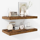 Fun Memories Floating Shelves - 2 Pack 12 Inch Deep Rustic Wooden Wall Shelves - Extra Deeper & Thicker Wall Mounted Storage Shelf for Living Room, Kitchen, Farmhouse - 24" W x 12" D x 1.5" H - Brown by CozyNest Decor
