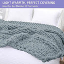 Bigacogo Chunky Knit Throw Blanket for Couch, 51x63 inches, 100% Hand Knitted with Thick Jumbo Chenille Yarn, Cozy Soft Large Rope Knot Cable Crochet Blankets for Sofa Bed Living Room, Dusty Blue by CozyNest Decor