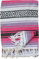 Del Mex Classic Mexican Blanket, Large Authentic Woven Falsa Throw (70"x50"), Artisan Southwest Décor for Beach, Yoga, Outdoors (Pink/Purple) by CozyNest Decor
