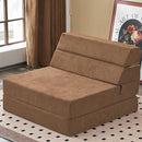 jela Foldable Sofa Bed Large Soft Foam Convertible Sleeper Chair Luxury Miss Fabric Fold Out Chair Bed Floor Couch with Back Support Floor Sofa for Living Room Bedroom (83"x33",Coffee Brown) by CozyNest Decor