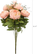 Duovlo Springs Flowers Artificial Silk Peony Bouquets Wedding Home Decoration,Pack of 1 (Spring Orange-Pink) by CozyNest Decor