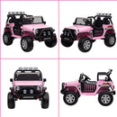 24V 4WD Ride on Truck Car w/800W Motors, Gift Flower, Remote Control, 2 Seaters, Light Bar, 3 Speeds, Pop Music, Power Four Wheels, 25 Volt Ride on Toy Car for Big Kids, Pink by TinyTreasures Baby Boutique