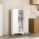 Metal Pantry Cabinet with 2 Doors and Adjustable Shelves, Kitchen Storage cabinets with Gold Handles, Versatile Storage for Laundry/Living Room,Bathroom,Dinning Room-White by CozyNest Decor