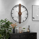 Modern Walnut Dial Wall Clock, Wood Large Wall Clock Decor Metal Frame Silent Non Ticking for Living Room, Bedroom, Kitchen, Study Decoration, Handmade Home Gift Idea, 28 in (70 cm) by CozyNest Decor