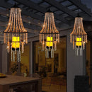 Hanging Candle Chandelier Outdoor, Battery Operated Clear Acrylic Beaded Chandelier with Flickering Led Candle Light S Hooks Modern Lantern for Garden Yard Patio Gazebo Room Indoor Decorations, 28”H by GreenHaven Gardens
