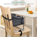 Booster Seat for Dining Table: Portable Toddler Booster Chair with Safety Buckle and Height Adjustable, Foldable Baby Feeding Chair, Kids High Chair Booster Seat for Kitchen Home Travel - Black by TinyTreasures Baby Boutique