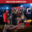 2 in 1 Dual Shot Basketball Arcade Game with 2 Dart Boards/Electronic Scoreboard/LED Light, Kids Basketball Hoop for Home Indoor Outdoor, Sport Toys Gifts for Boys Girls by TinyTreasures Baby Boutique