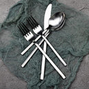 Alata Cube 20-Piece Forged Silverware Set Stainless Steel Flatware Set,Service for 4,Matte Satin Polished Cutlery Set,Dishwasher Safe by CozyNest Decor