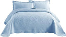 MarCielo 3-Piece 100% Cotton Oversized Bedspread Lightweight Quilt Coverlet Embroidery Farmhouse Bedding Set (Tf Light Blue, Oversized King (118"x106")) by CozyNest Decor