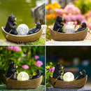 Goodeco Solar Bears Boating Statue - Waterproof Outdoor Bear Decor with Solar Gazing Ball Lights - Great Gift for Bear Lovers and Garden Enthusiasts - Ideal Gifts for Mom & Birthdays by GreenHaven Gardens