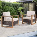 Wicker Outdoor Patio Chairs Set of 2, Rattan Patio Furniture Chairs with Sturdy Frame,All-Weather PE Wicker,Wide Armrest,Deep Seating and Thick Cushions for Deck Porch Garden(Brown/Beige) by CozyNest Decor
