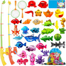 CozyBomB™ Magnetic Fishing Toys Game Set for Kids | Water Table Bathtub Kiddie Pool Party & Pole Rod Net, Plastic Floating Fish Toddler Color Ocean Sea Animals Birthday Age 3 4 5 6 Year by TinyTreasures Baby Boutique
