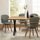 LUNLING Swivel Dining Chairs Set of 4, Mid Century Modern Green Faux Leather Kitchen Chairs with Arms,Bamboo Legs Side Chairs No Wheels,Accent Chair for Dining Rooms and Offices by CozyNest Decor