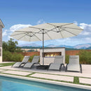 PURPLE LEAF 15ft Patio Market Umbrella with Base Included Double-Sided Rectangle Outdoor Umbrella Table Umbrella with Crank for Pool Garden Deck, Cream by GreenHaven Gardens