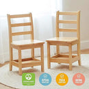 ECR4Kids Three Rung Ladderback Chair with Storage, 14in Seat Height, Classroom Seating, Honey, 2-Pack by CozyNest Decor