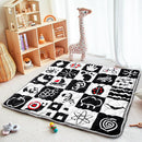 Baby Play Mats for Floor, Upgraded Thick Soft 50x50 Playpen Mat, Anti-Slip Bottom, Foldable and Machine Washable Playmat for Babies and Toddlers Infants(High Contrast) by TinyTreasures Baby Boutique
